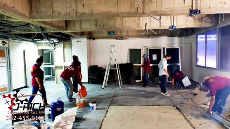 วาง Line Marker ระบบดับเพลิง อาคารปิโตรเลียมจุฬาฯ