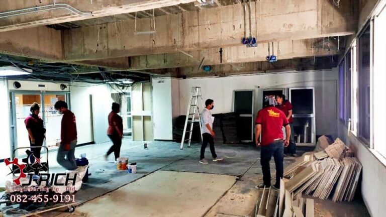 วาง Line Marker ระบบดับเพลิง อาคารปิโตรเลียมจุฬาฯ