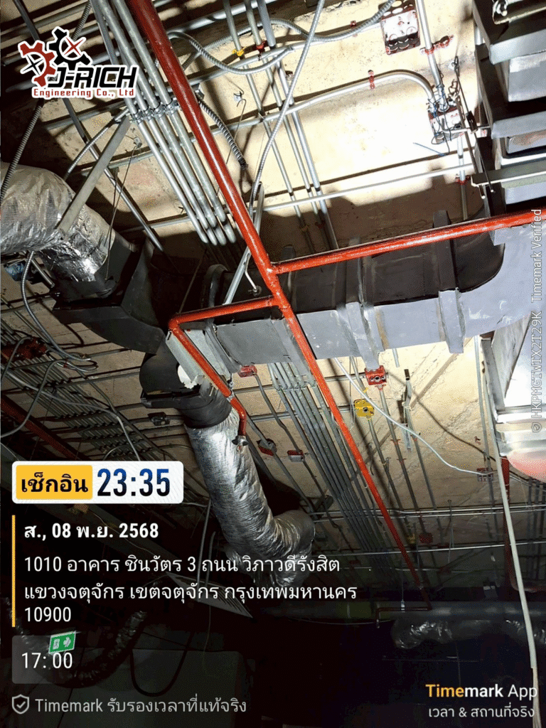 งานย้ายหัว สปริงเกอร์ และ ท่อลมแอร์ อาคารชินวัตร 3 ชั้น 13