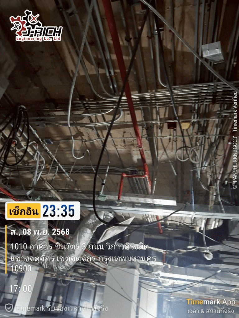 งานย้ายหัว สปริงเกอร์ และ ท่อลมแอร์ อาคารชินวัตร 3 ชั้น 13